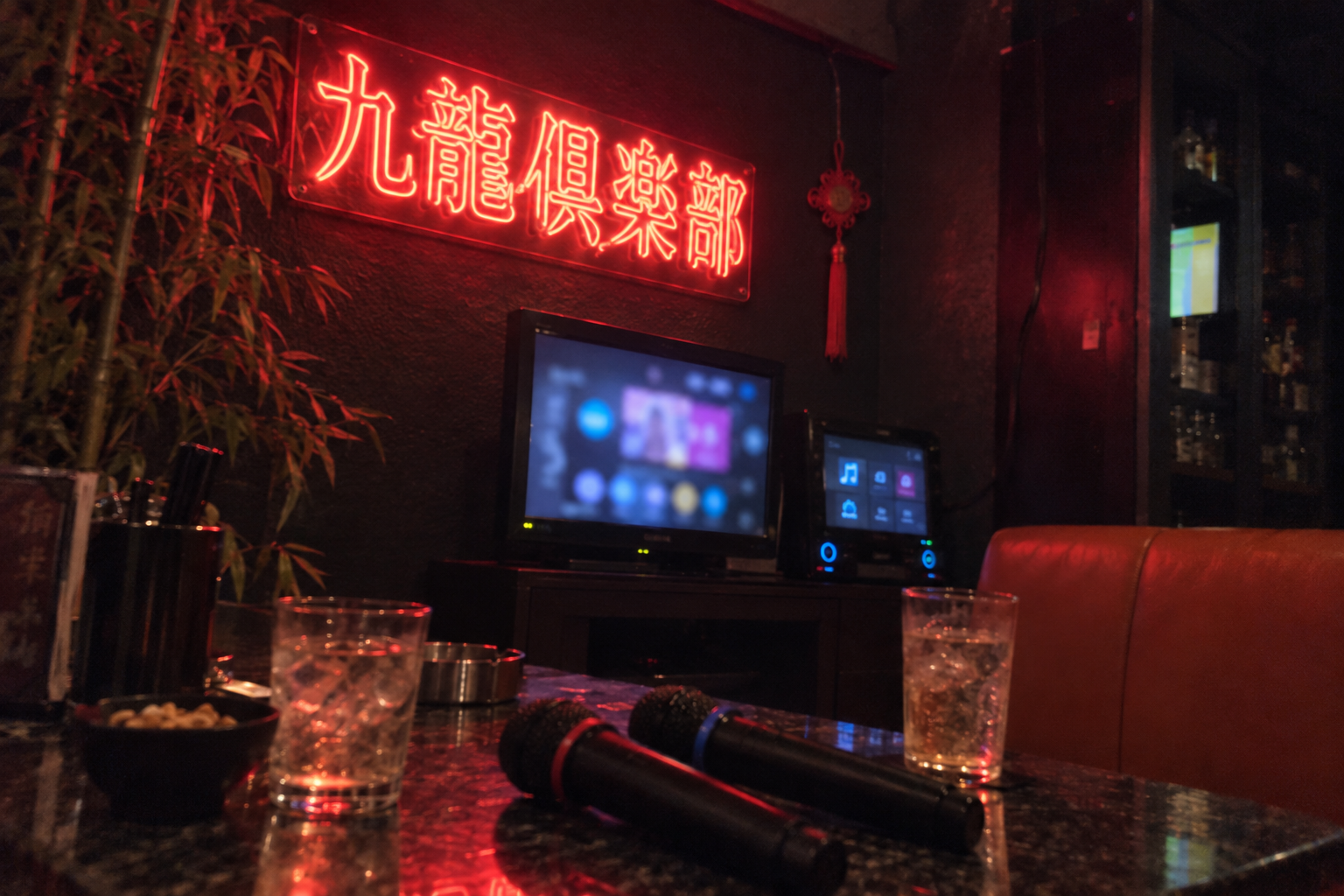 九龍倶楽部のネオンとカラオケ設備